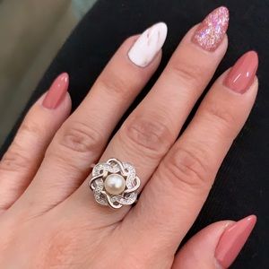 Sterling Silver Genuine Freshwater Pearl Ring